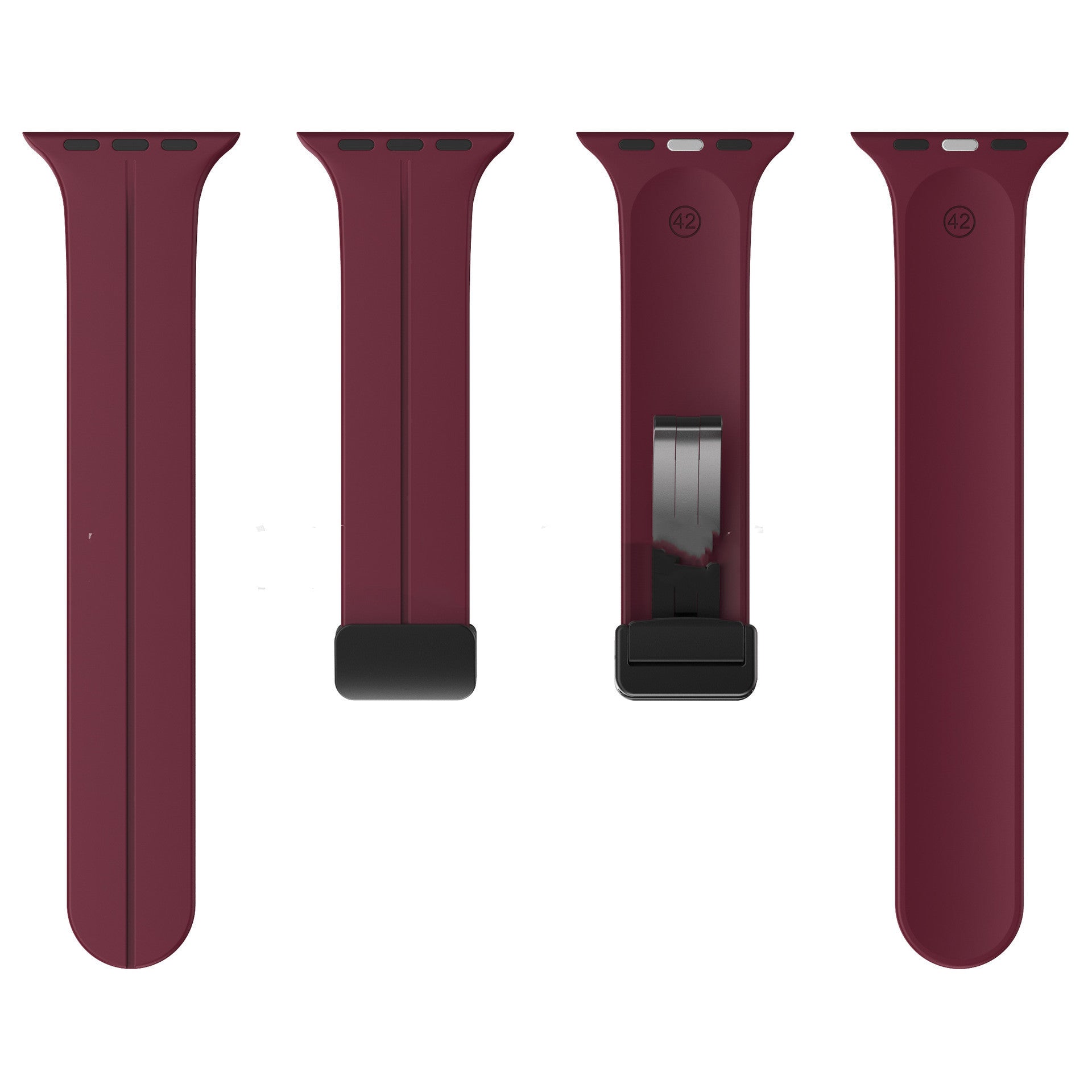 Magnetic Suction Folding Buckle Metal Strap Silicone