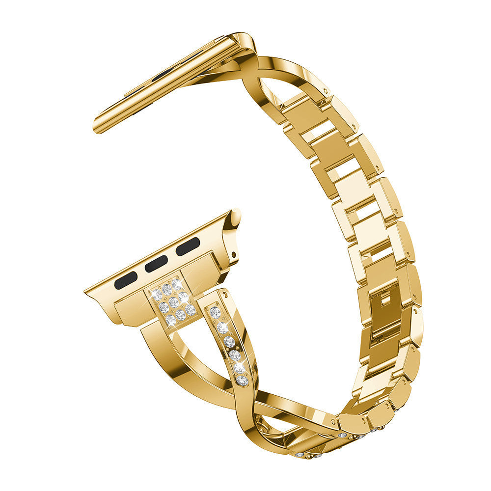X-shaped Chain Metal Diamond Watch Band