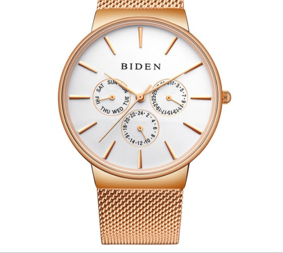 Men's Calendar Ultra-thin Mesh Strap Watch