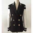 Metal Lion Button Contrast Blazer