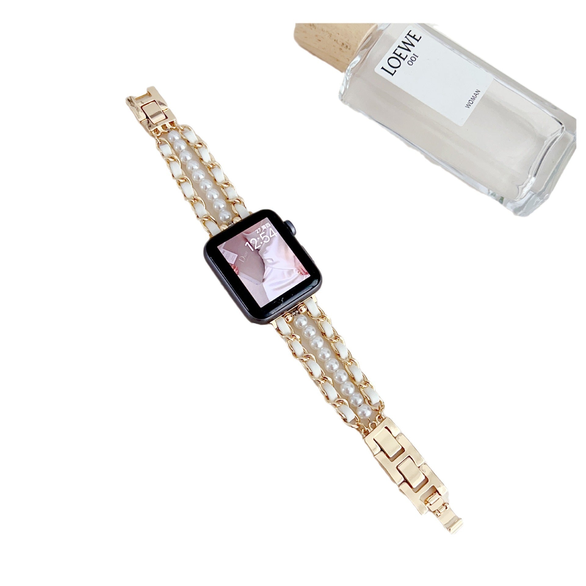 Intelligent Sports Metal Beads Leather Watch Strap