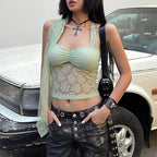 Lace Lightweight Breathable Hot Girl Backless Halter Vest Top