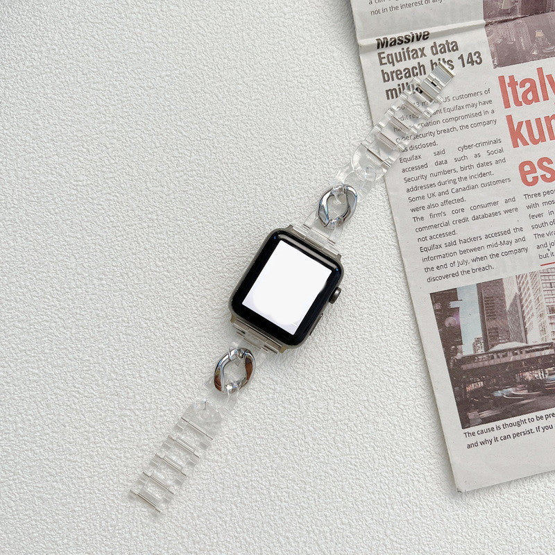 Single Bracelet Colorblock Metal Clear Glacier Strap