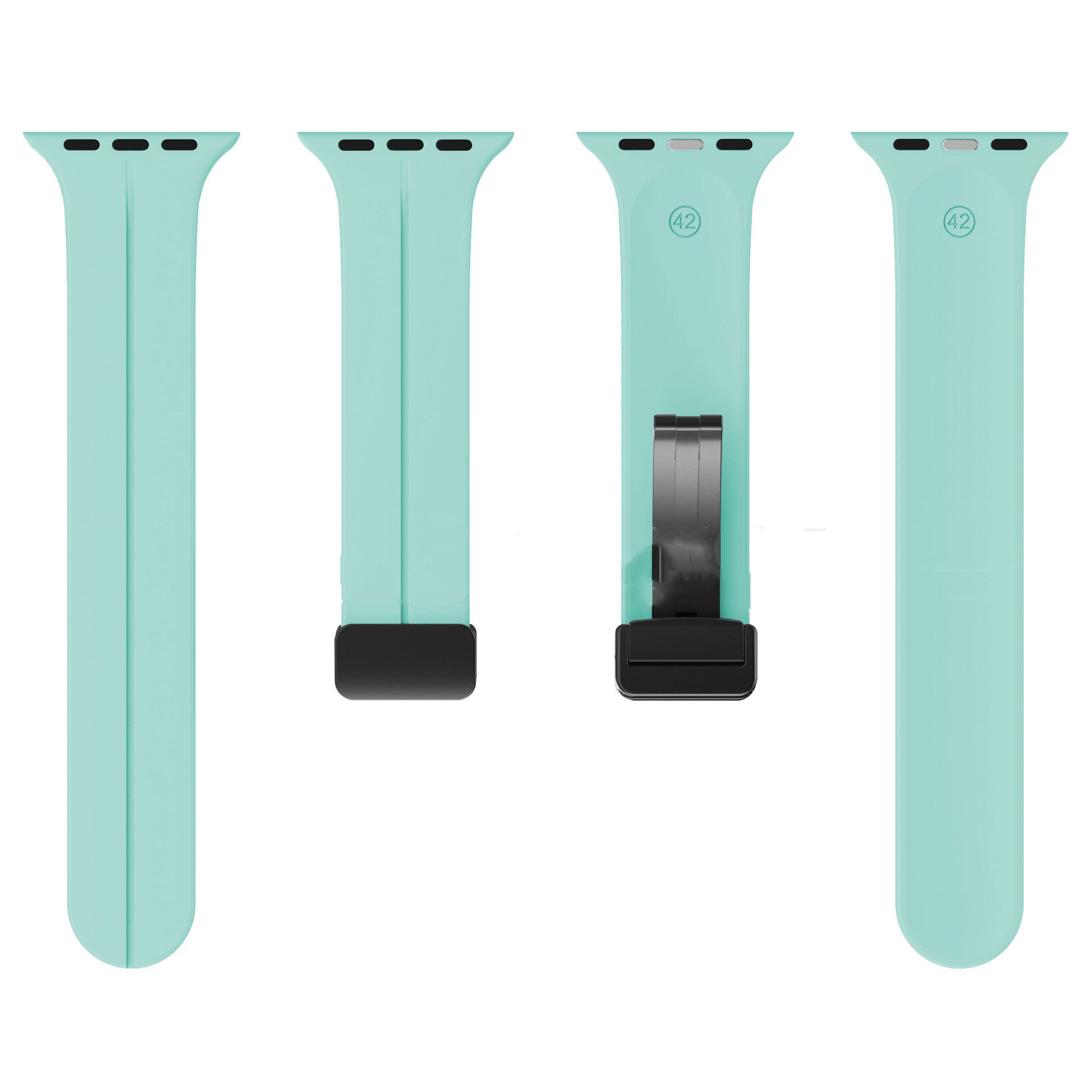 Magnetic Suction Folding Buckle Metal Strap Silicone