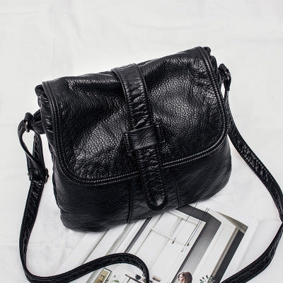 new fashion handbag Crossbody Bag washed leather soft all-match lady Mini Handbag Bag