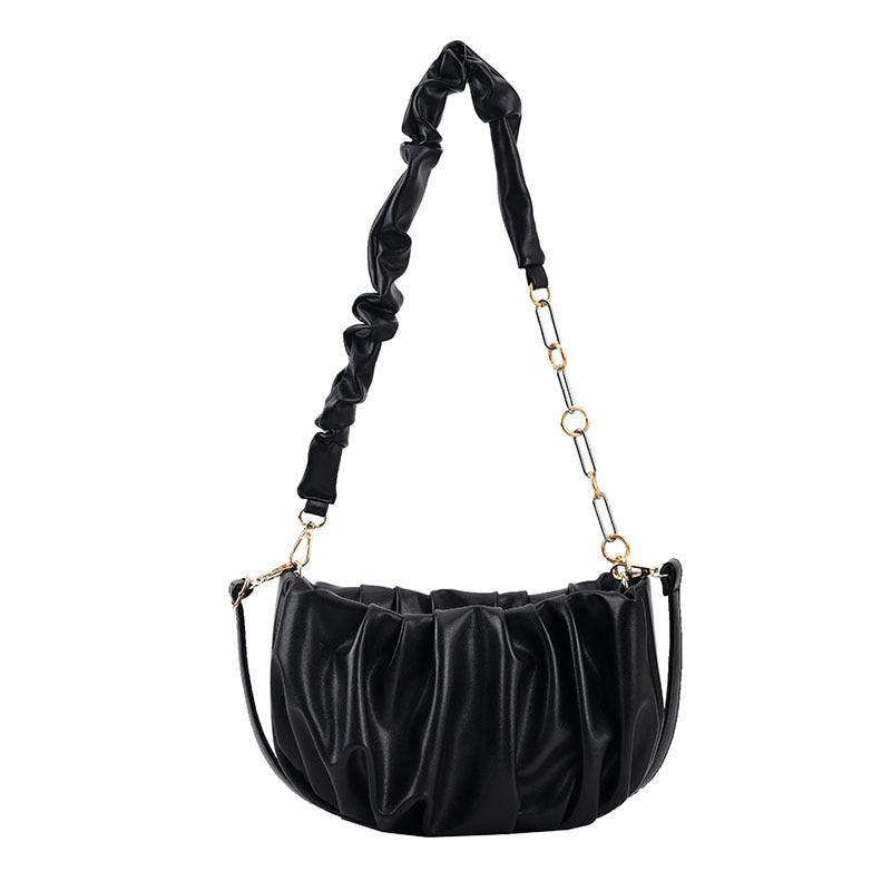 One-shoulder Underarm Fold Cloud Bag PU Leather Chain Portable Messenge Bag