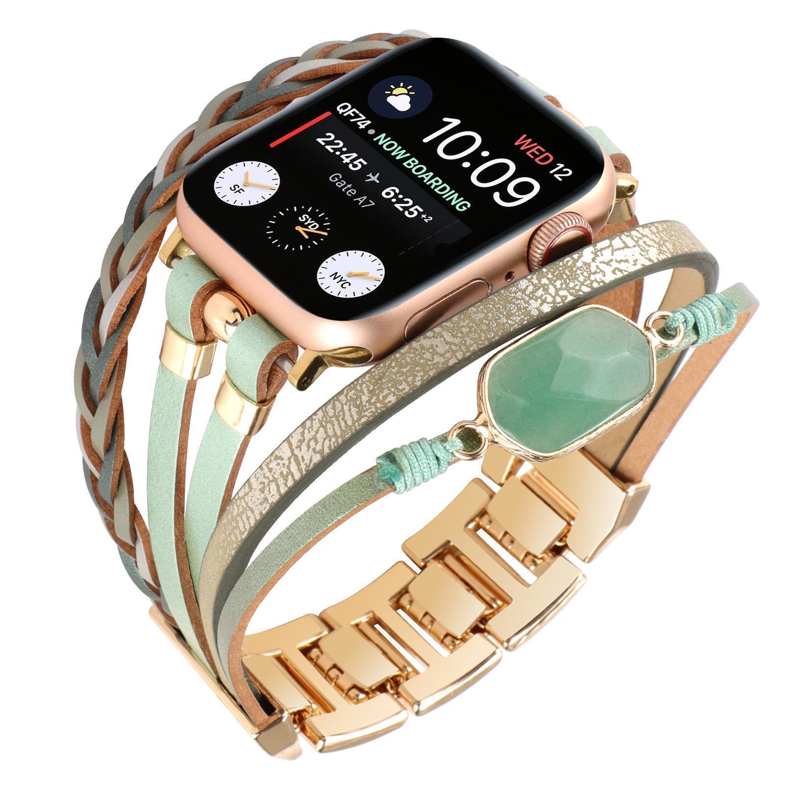 Metal Strap Leather Woven Bracelet Breathable