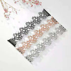 Pearl Diamond Leaf Smart Strap Watch Bracelet