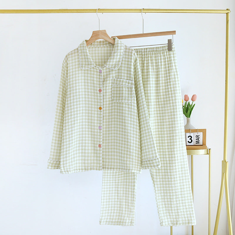 Floral Lapel Sweet Home Wear Pajamas Suit Cotton