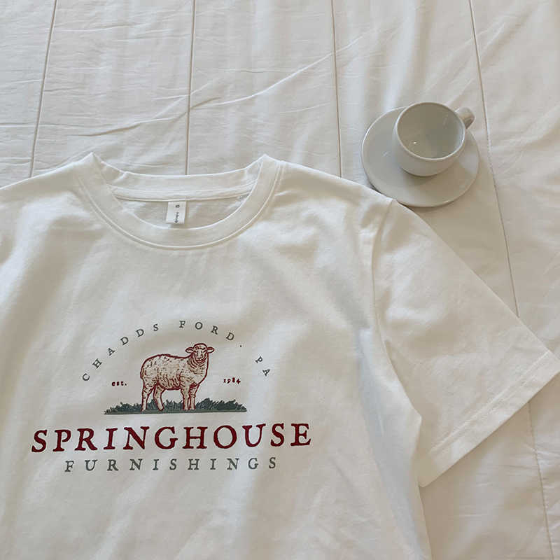 T-shirt Loose Slimming And All-matching Cotton Half Sleeve Top