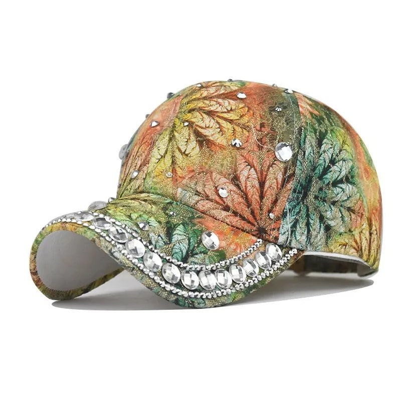 Outdoor Sun Protection Colorful Cat Eye Rhinestone Baseball Cap