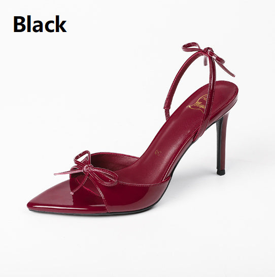 Pointed Stiletto Heel High Heels Open Toe Bow Women