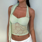 Lace Lightweight Breathable Hot Girl Backless Halter Vest Top