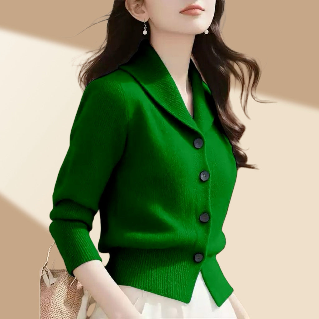 High-end Fashion Simple Commute Long-sleeved Button Cardigan Elegant Top
