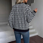 Zipper Houndstooth Jacket Loose Slim-fit Casual Shirt