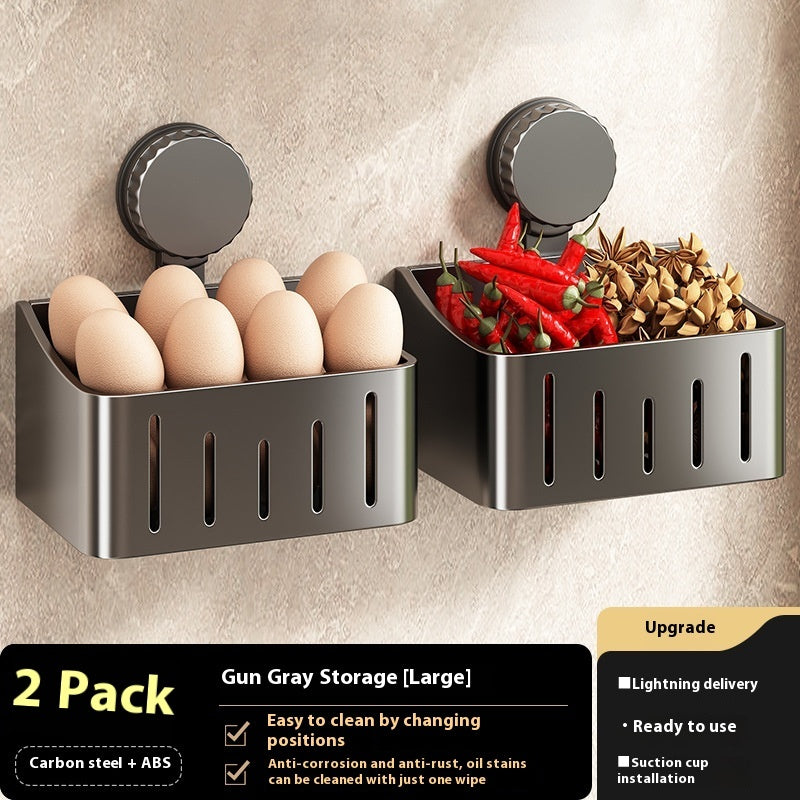 Onion, Ginger And Garlic Storage Box Wall-mounted Suction Cup Storage Rack