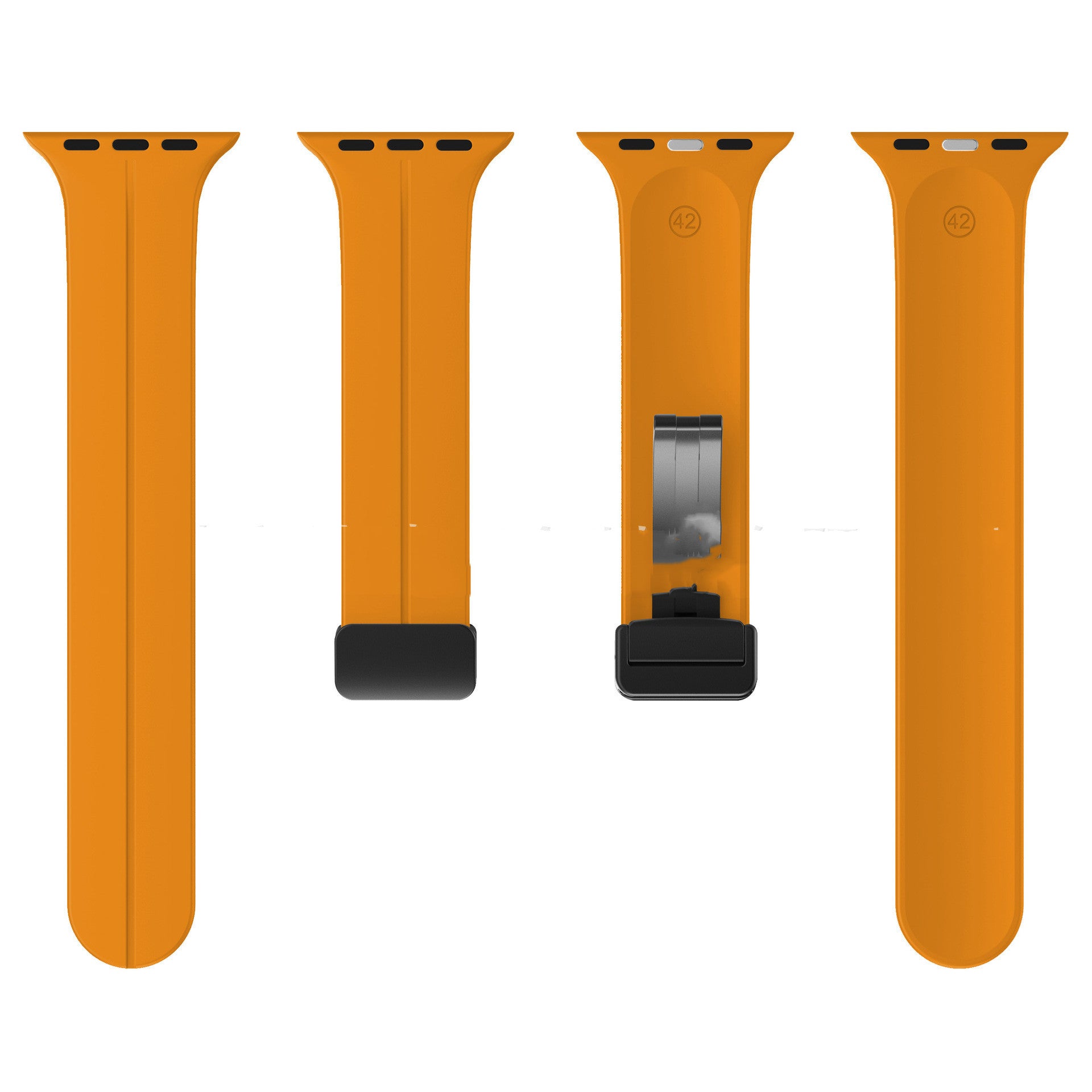 Magnetic Suction Folding Buckle Metal Strap Silicone