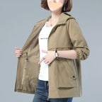 New Hooded Mom Fashion Casual Trench Coat Top For Women