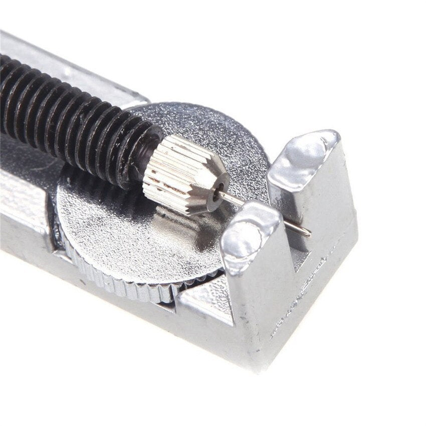 Silver metal adjustable height watch strap remover