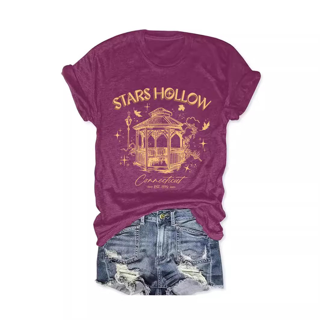 Casual Fashion Women's Wear Letter Graphic Print Crew Neck Short Sleeve