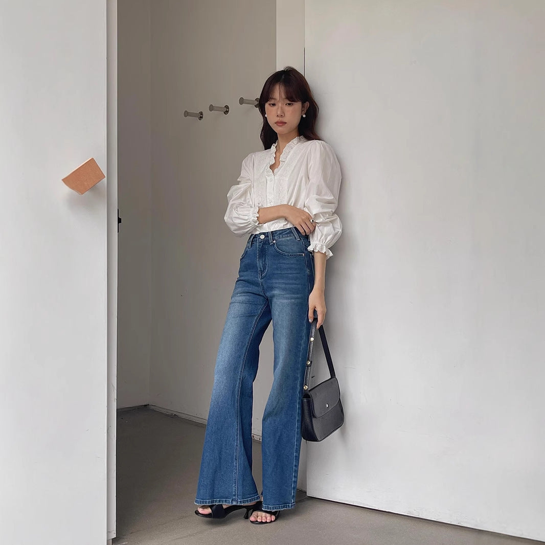 Women's Autumn New High Waist Slimming And Straight Wide Leg Mop Pants