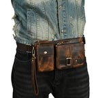 Vegetable Tanned Leather Cowhide Men's Trendy Cool Travel Chest Bag Waist