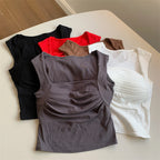 French Pleated Small Sling Vest For Women Inner Bottoming Shirt