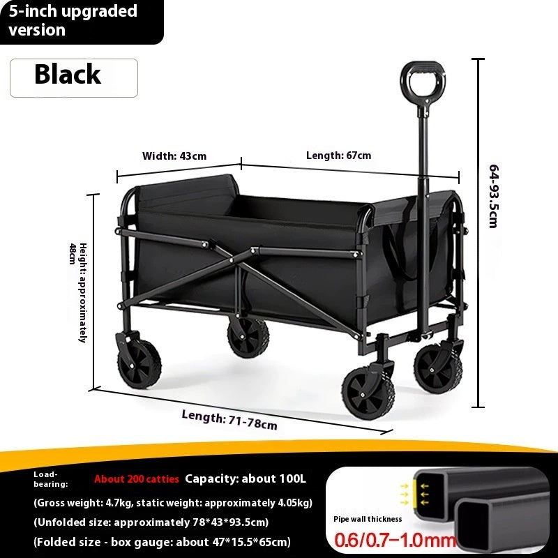 Outdoor Camping Cart Shopping Stall Shopping Trolley Portable Folding Luggage Trailer