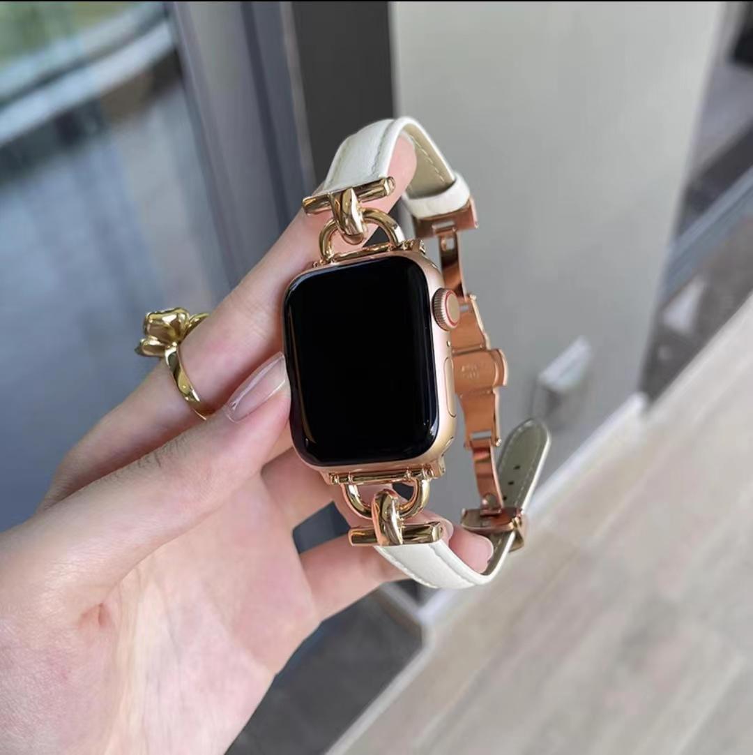 Watch Strap Advanced Genuine Leather D-shaped Metal Butterfly Clasp Women's