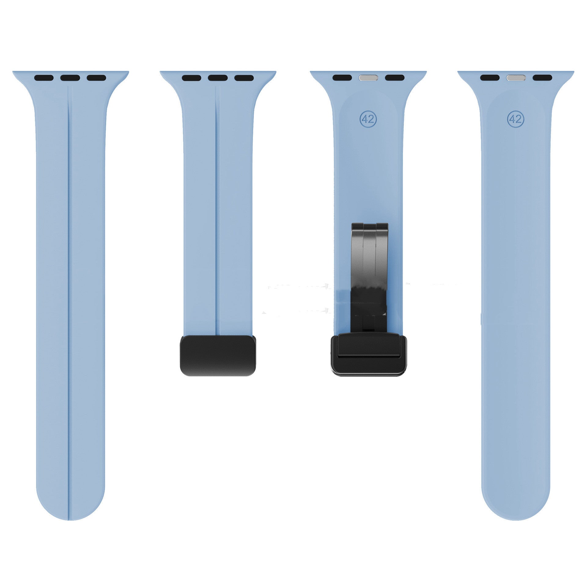 Magnetic Suction Folding Buckle Metal Strap Silicone