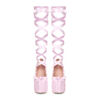 High Heel Lace-up Water Platform Women's Chunky Heels