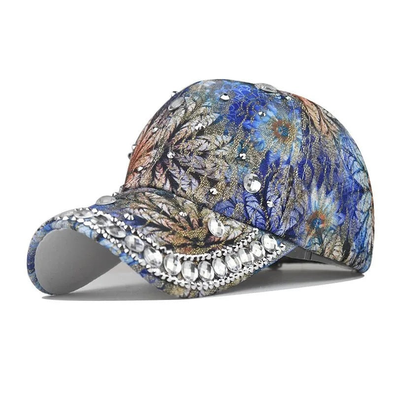 Outdoor Sun Protection Colorful Cat Eye Rhinestone Baseball Cap