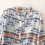 Chiffon Shirt Retro Art Floral Print Lapel Shirt