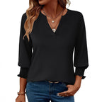 Fashion Tops Three-quarter Sleeve Flower Print Casual Shirt