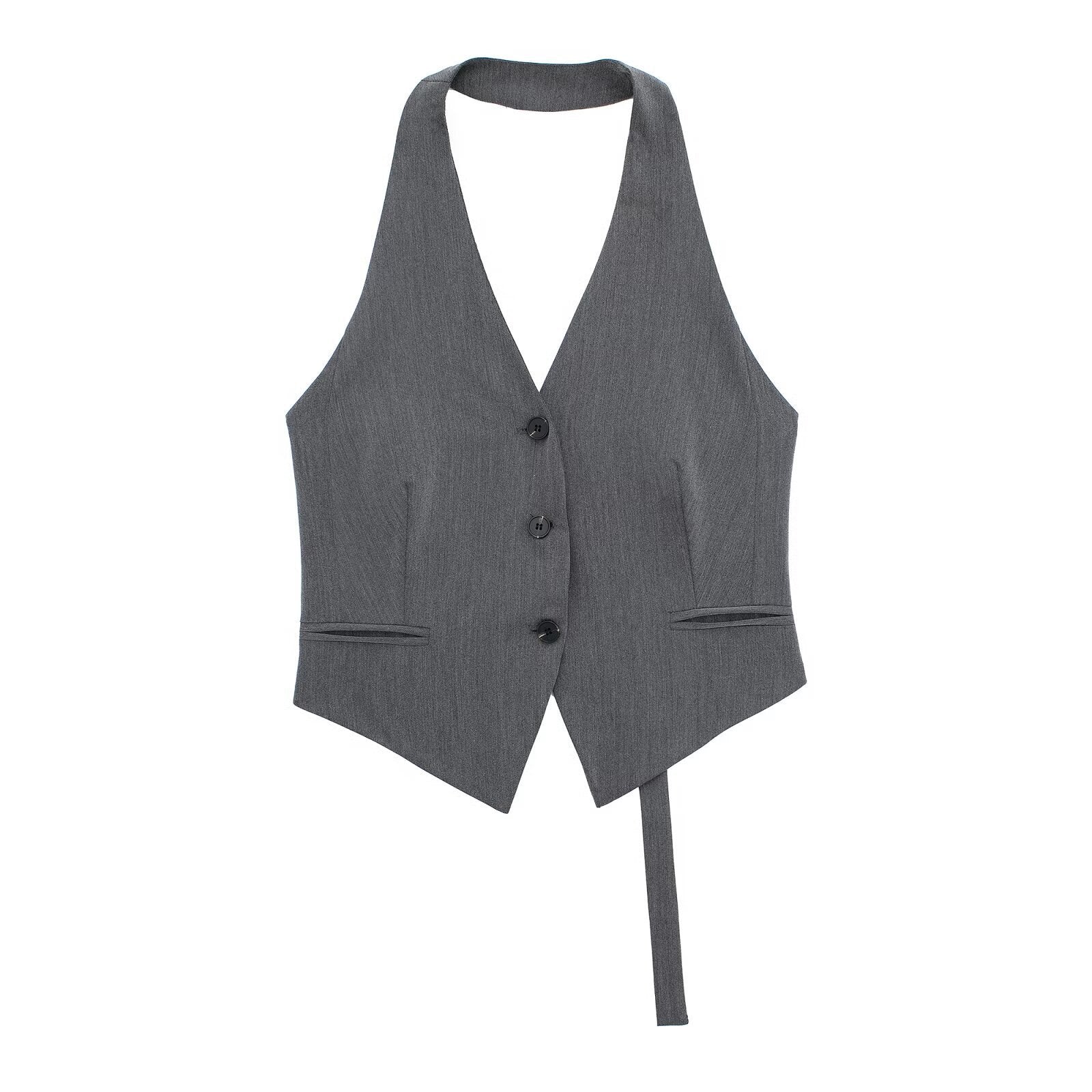 Women's Backless Hanging Collar Vest Jacket