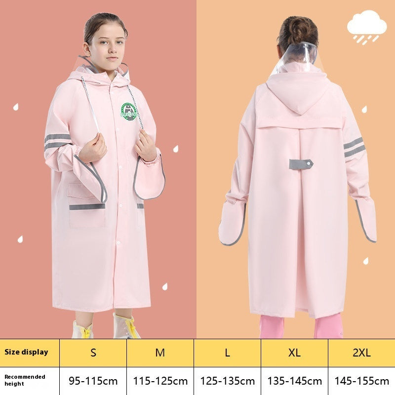 Children's Raincoat Girls Boys Primary School Students School Belt Schoolbag Seat Middle And Big Children Full Body Poncho