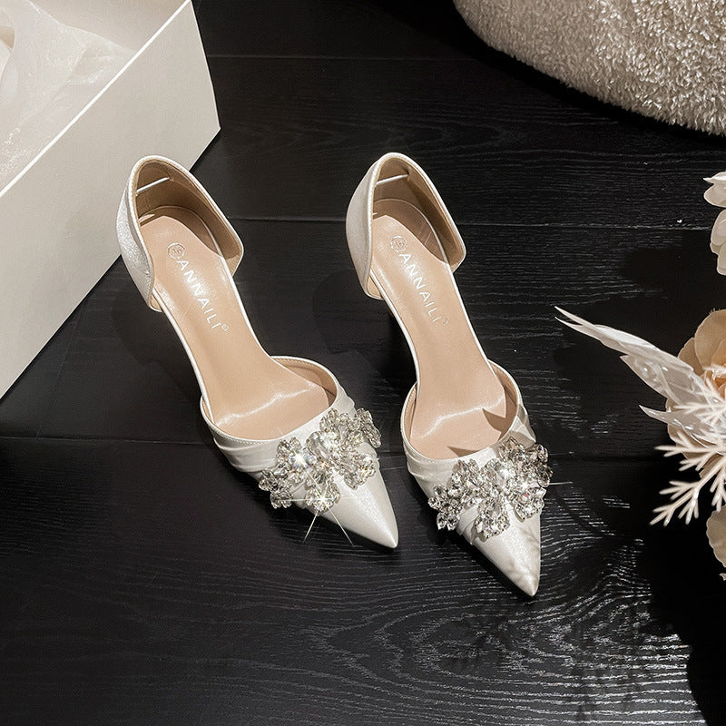 Rhinestone White Wedding Bridal Shoes Temperament