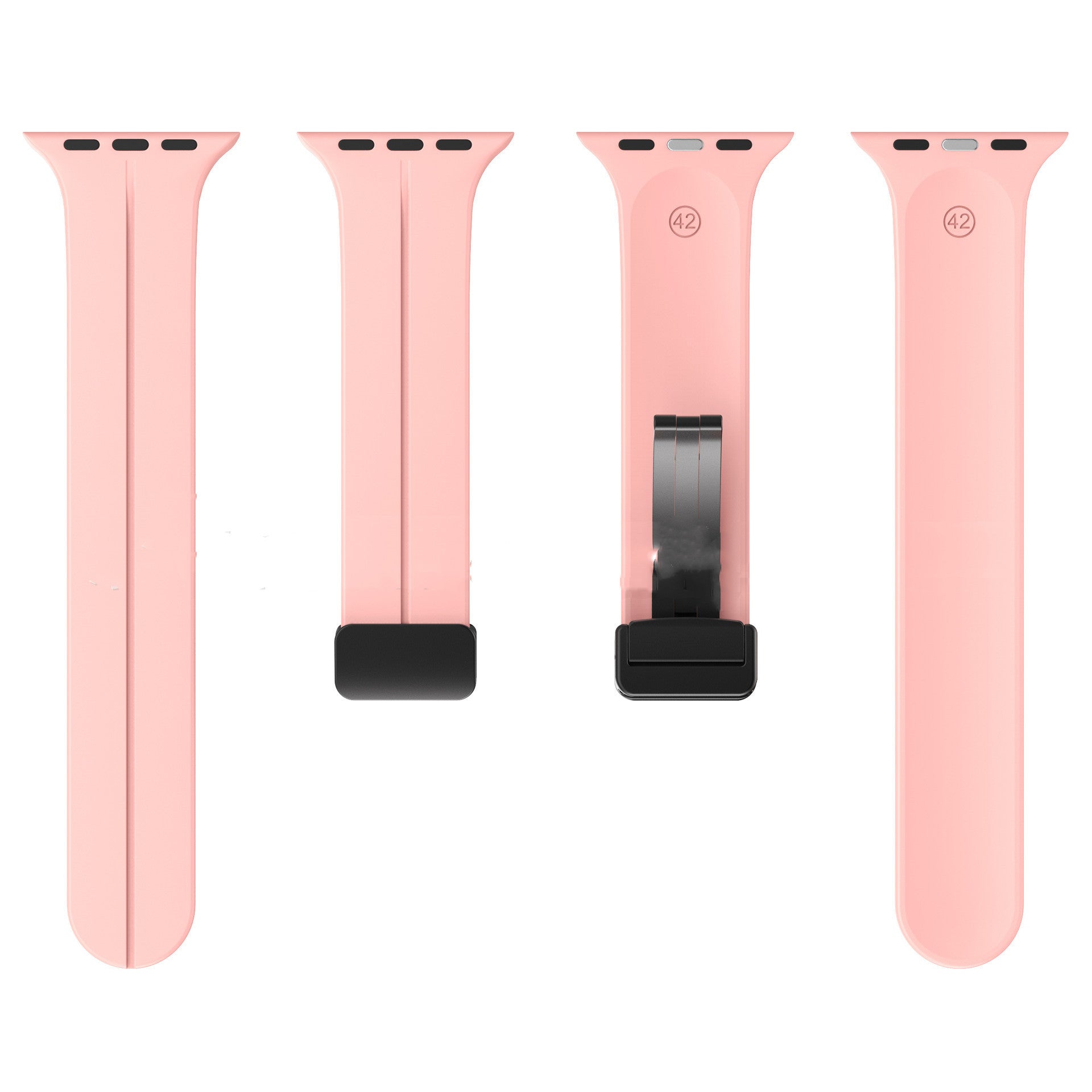 Magnetic Suction Folding Buckle Metal Strap Silicone