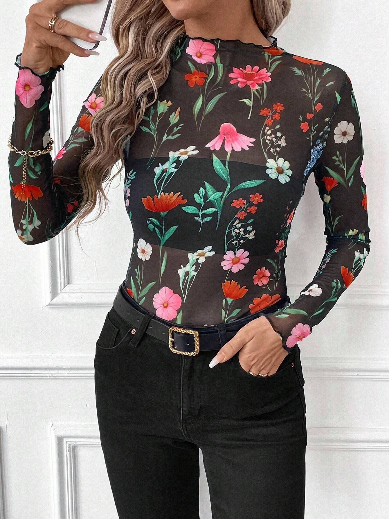 Women Sexy Leopard Mesh Fungus T-shirt