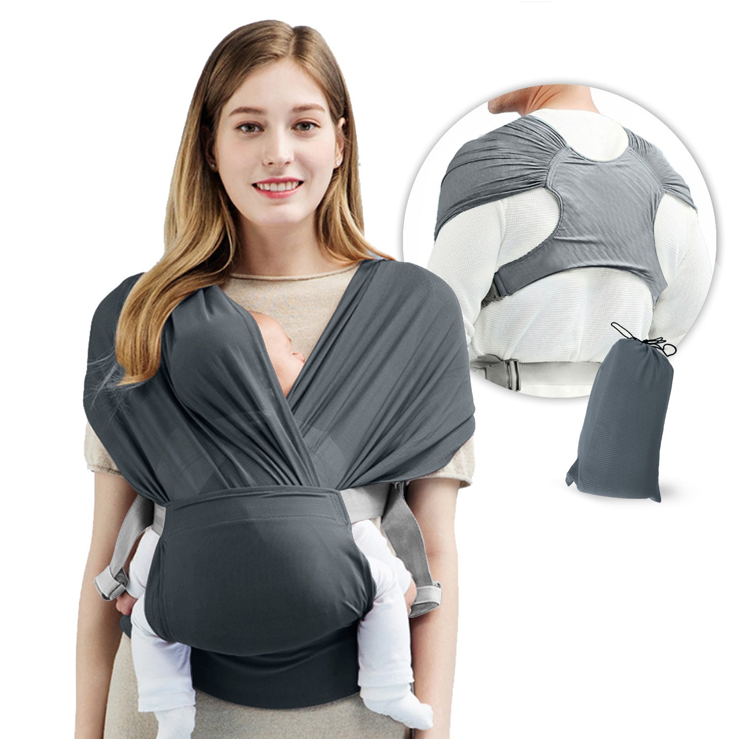 Newborn Hugging Baby Sling With Light Hands To Coax Sleep